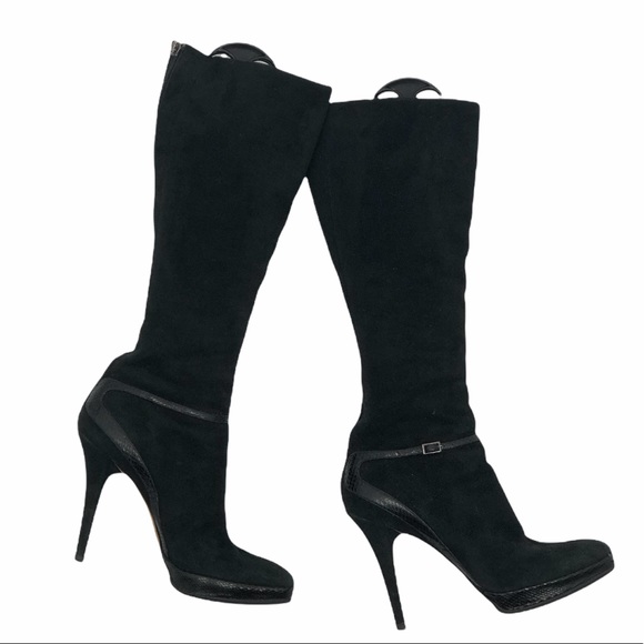 - Jimmy Choo Suede & Snakeskin Stiletto Boots 38.5 - Picture 1 of 10
